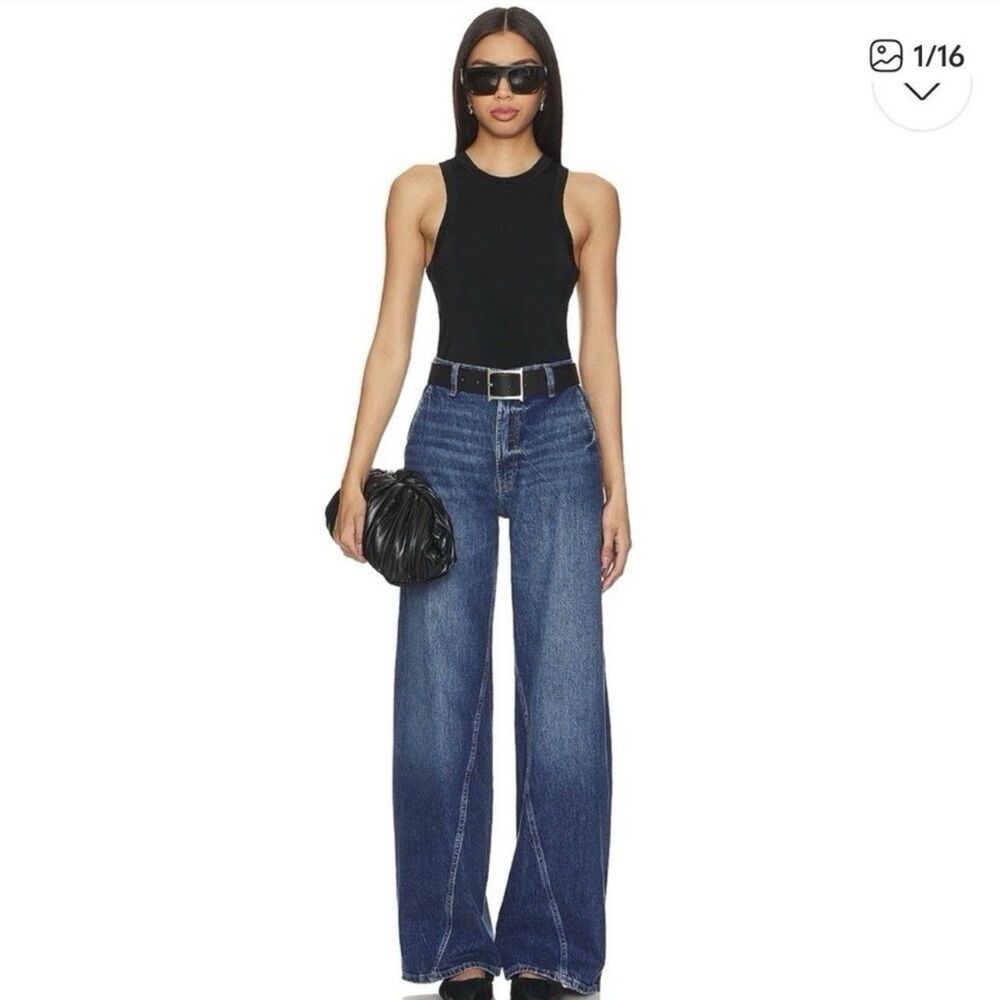 Anine Bing Dark Blue High-Waist Wide Leg Jeans